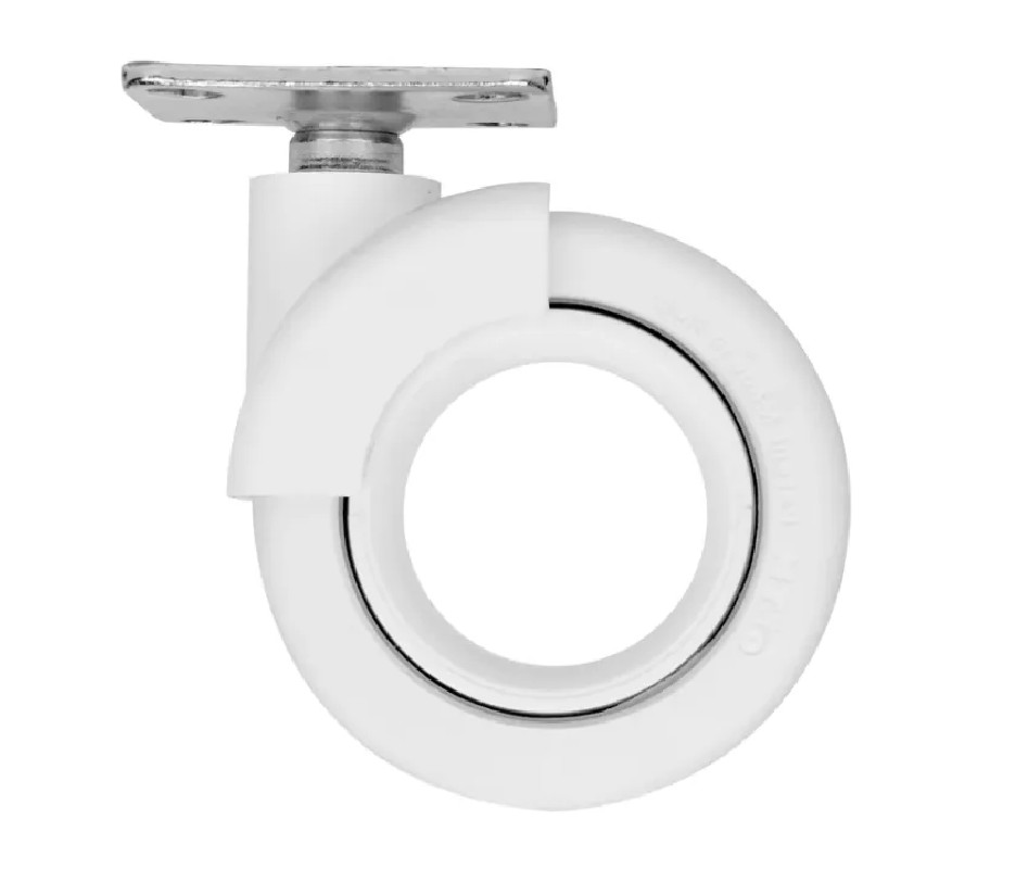 White rotola swivel castor, 47x47 mm, D. 65 x H.80 mm, center distance 35x35mm