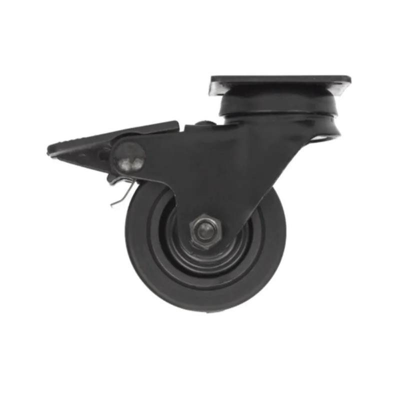 Castor with brake NOVO D. 50 mm black with swivel plate, H. 72 mm