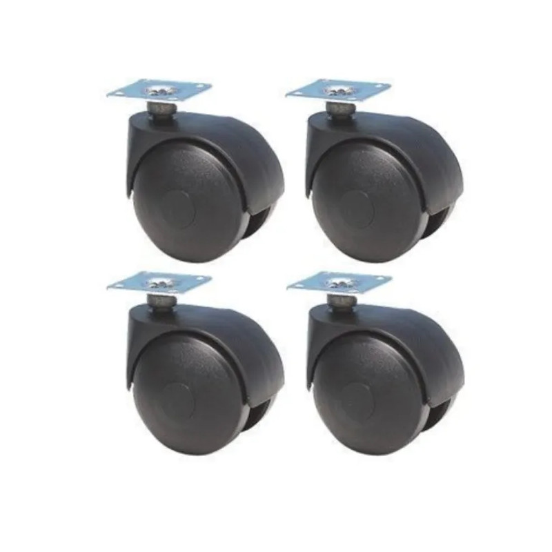 Lot de 4 roulettes D. 40 mm x H. 56 mm avec platine pivotante