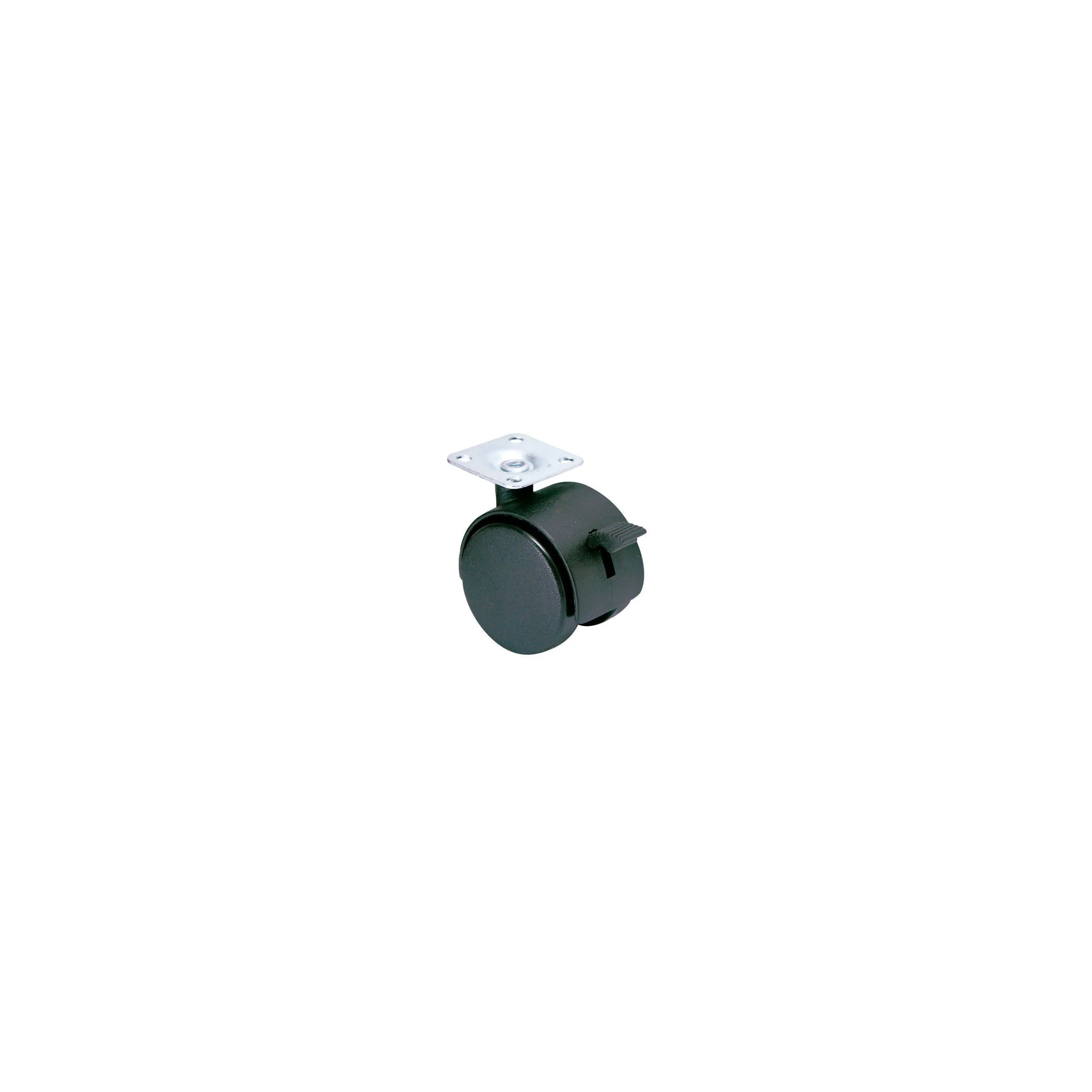 Castor with brake NOVO D. 75 mm black with swivel plate, H. 102 mm