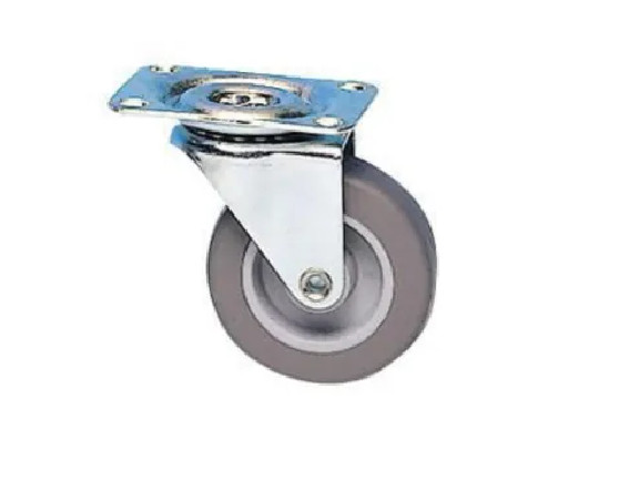 Castor with brake NOVO D. 75 mm black with swivel plate, H. 102 mm