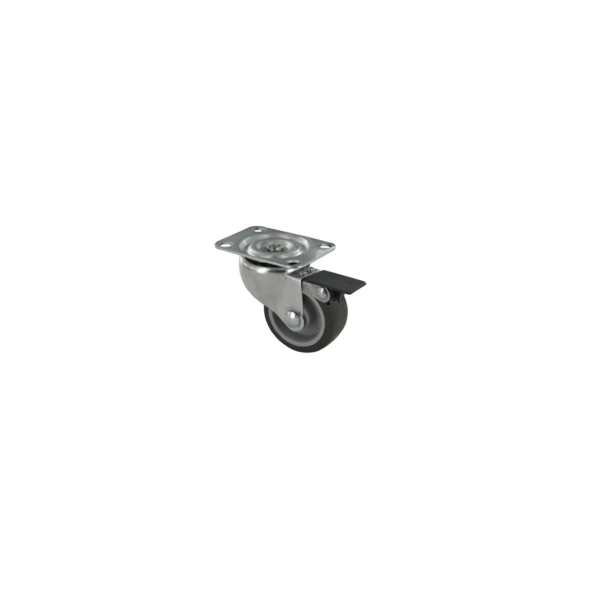 Castor with brake NOVO D. 75 mm black with swivel plate, H. 102 mm