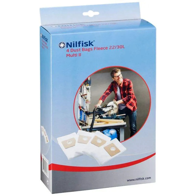 Caja de 4 bolsas para aspiradoras NILFISK serie Multi II 22L, Multi II 30L