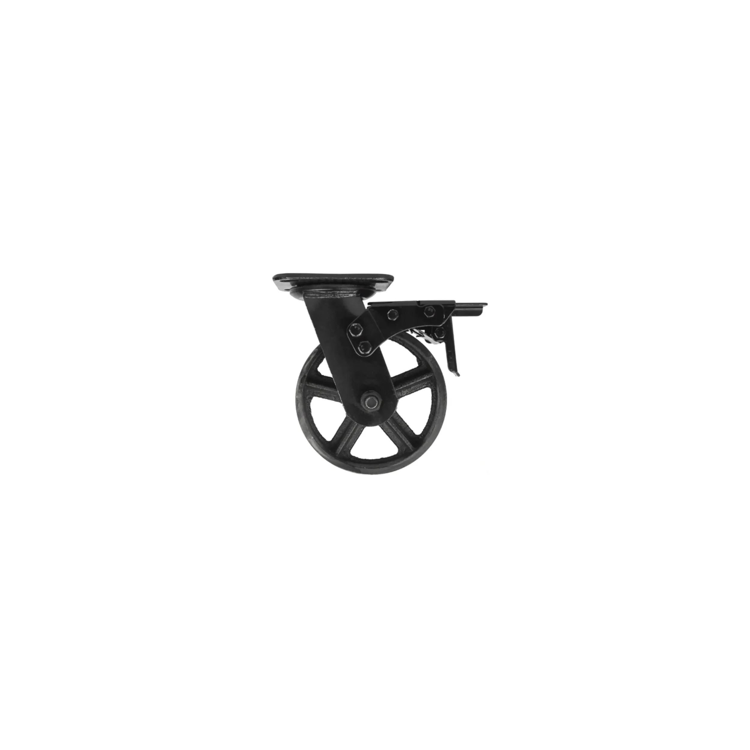 Castor with brake NOVO D. 75 mm black with swivel plate, H. 102 mm