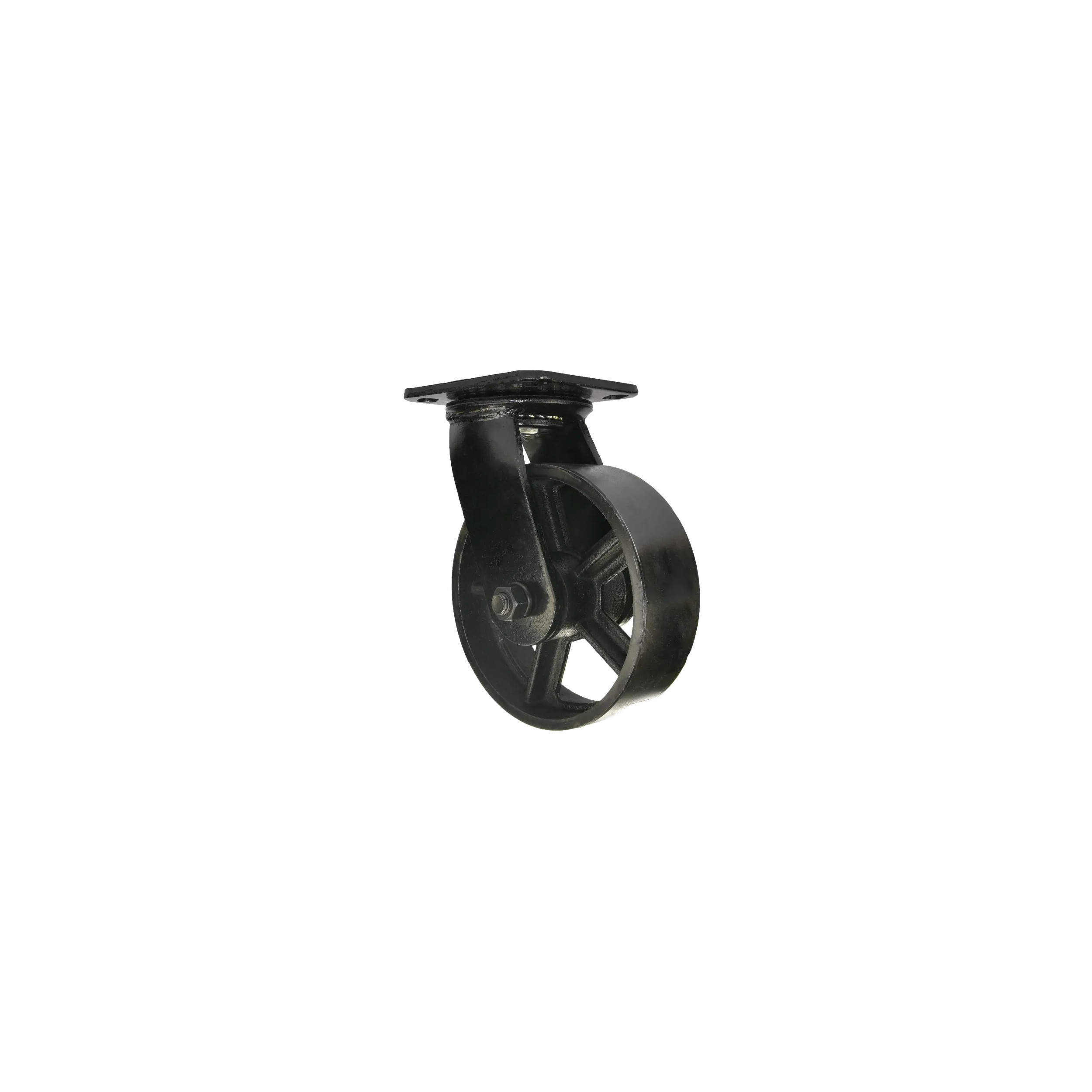 Castor with brake NOVO D. 75 mm black with swivel plate, H. 102 mm