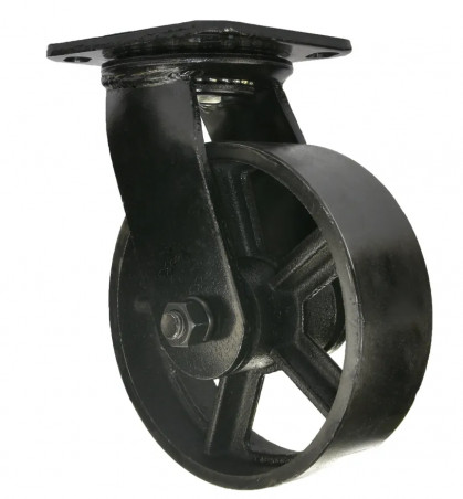 Castor with brake NOVO D. 75 mm black with swivel plate, H. 102 mm