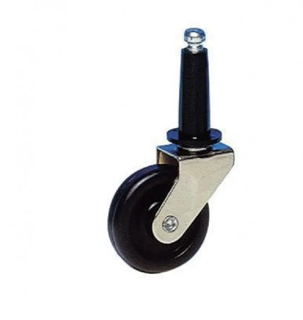 Castor with brake NOVO D. 75 mm black with swivel plate, H. 102 mm