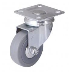 Castor with brake NOVO D. 75 mm black with swivel plate, H. 102 mm