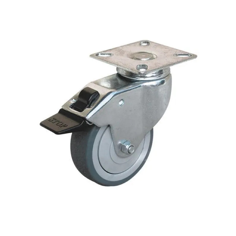 Castor with brake UNIROLL D.50 mm, swivel plate 50x50 mm, height 72 mm