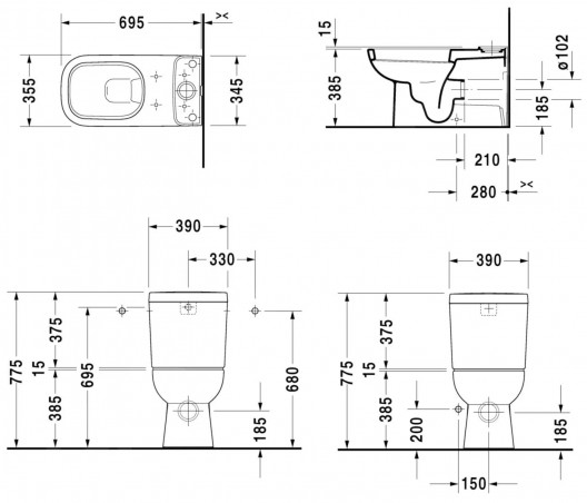 Abattant pour WC DURAVIT D Code, blanc.