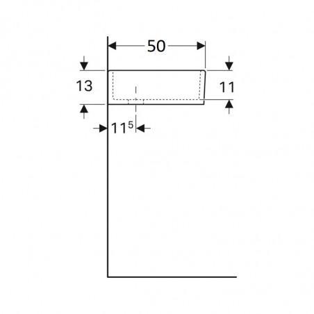 13cm straight-edged band sink, 600x500mm