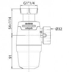 Sifón de lavabo NEO AIR de 32 mm de diámetro