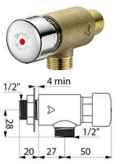 Rubinetto TEMPOSTOP per lavabo Acciaio inox, con manopola, maschio 15x21