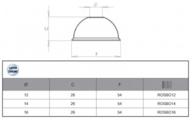 Chrome plated rosette for 12mm diameter pipe