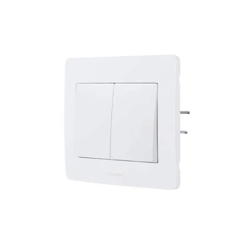 Interrupteur double va et vient diamètre 2 cm, 10A 250V, blanc 