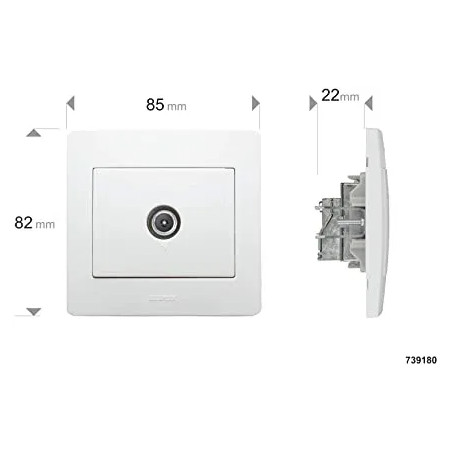 Interrupteur double va et vient diamètre 2 cm, 10A 250V, blanc 