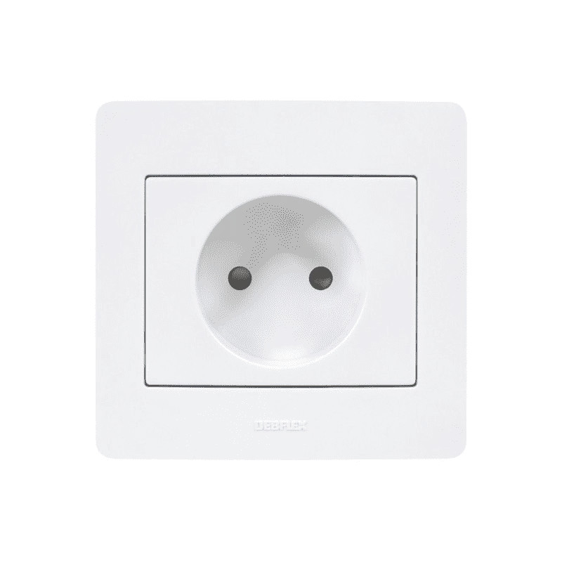 Prise bipolaire diamètre 2, 16A 250V, blanc