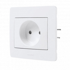 Prise bipolaire diamètre 2, 16A 250V, blanc