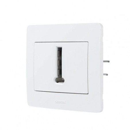 Prise bipolaire diamètre 2, 16A 250V, blanc