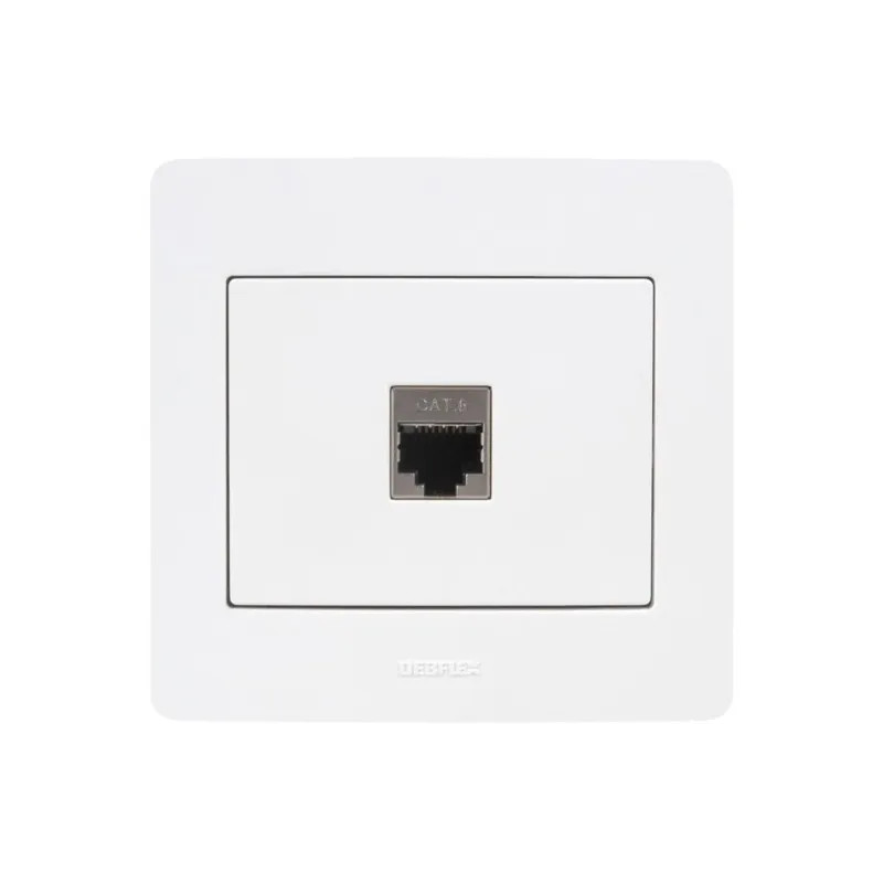 Prise ethernet RJ45 diamètre 2, catégorie 6, blanc