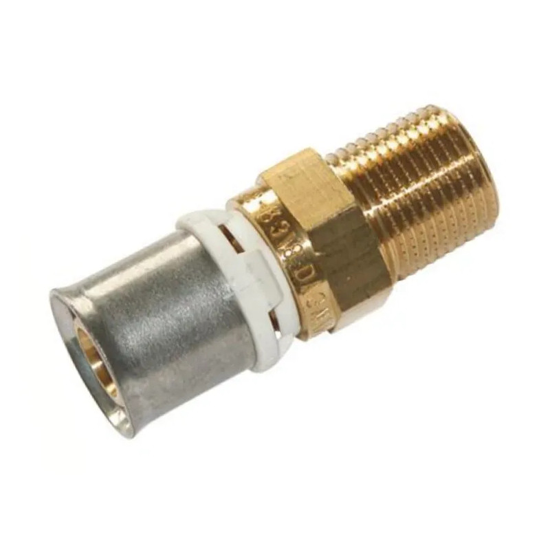 1/2" male multi-layer brass pipe fitting, fixed to be crimped 20 mm