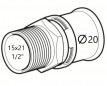 Acoplamiento para tubo multicapa, latón, 1/2" macho, conexión fija a presión 20 mm