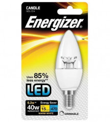 LED flame bulb, E14 470 Lumens 6.2W/40W, 2700K dimmable.