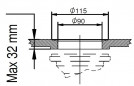 Basket drain with round overflow, diameter 90 mm, satin gold