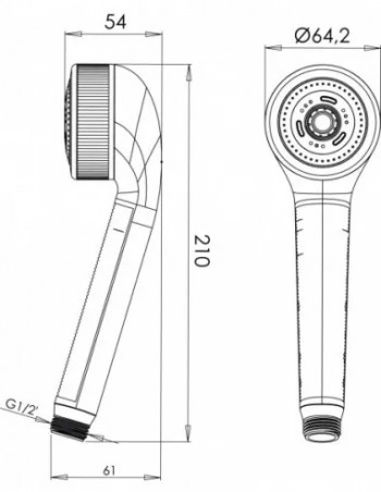 2 ABS doccia cobra, 2 getti, diametro 65 mm