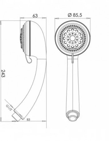 Doccetta Morgane ABS cromata, 3 getti, diametro 75 mm