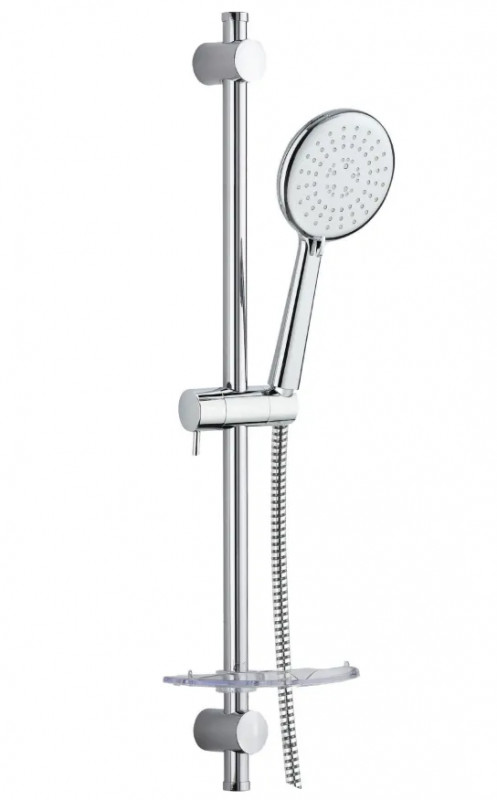 Ensemble barre de douche D. 25 mm L. 600 mm, 3 jets D. 120 mm avec porte savon