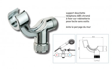 Soporte de ducha de mano para teléfono, para fijar en el grifo de 1/2", ABS cromado