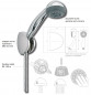 Hand shower kit, 2 jets head, 1.50m brass hose and 3 position wall bracket, chrome