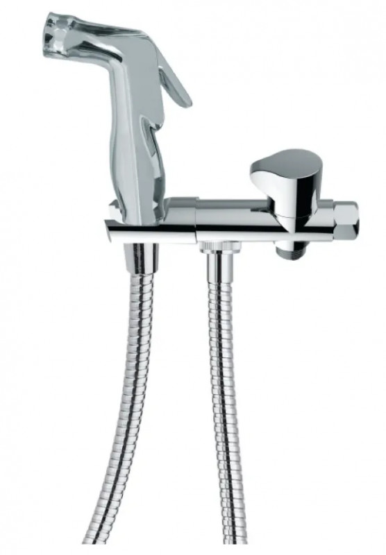 WC-Hygiene-Komplettset mit Regenbrause mit Griff, Metallschlauch verchromt