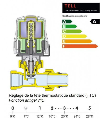 Testa termostatica Watts con dado nichelato 30x1,5