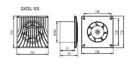 Estrattore con timer diametro 100mm 98 m²/h