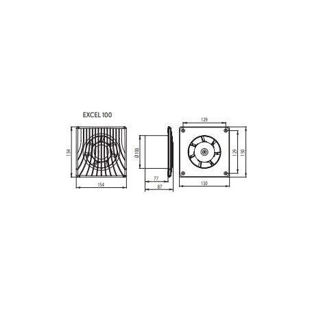 Estrattore con timer diametro 100mm 98 m²/h