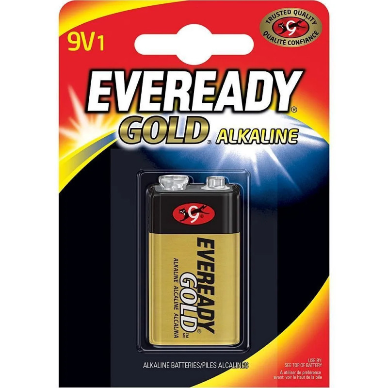 Pile rectangulaire alcaline 9v, 6lr61 gold, EVEREADY GC