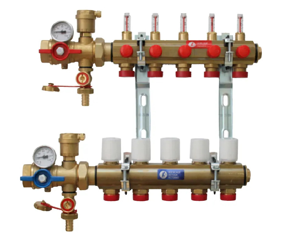 Collecteur KITR553FK prémonté avec débitmètre, 7 départs. 