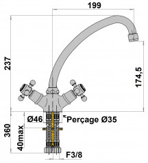 Sink mixer with movable spout, steel grey