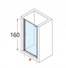 Paroie de douche, porte pivotante H.160 cm  L.60 à 66, verre transparent