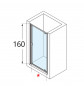 Shower screen, pivoting door H.160 cm L.60 to 66, transparent glass