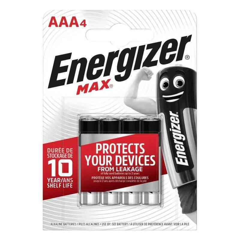 Batteries AAA LR03 1.5V Alkaline max, pack of 4 batteries.