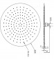 Extra-flat shower head, 20 cm, 15x21 on ball joint