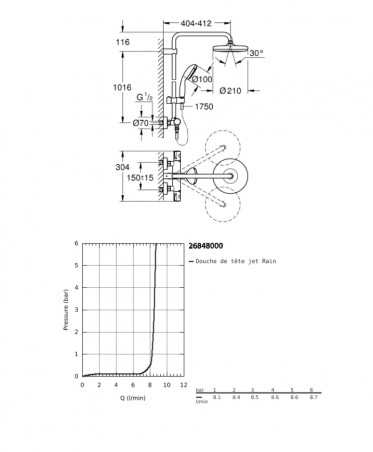 Columna de ducha con mezclador termostático TEMPESTA SYSTEM 210