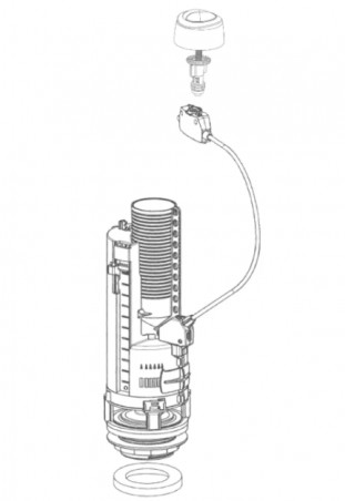 Bouton mécanisme de chasse OPTIMA 50 double touche, tige 6 mm