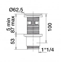 Universal-Waschtischablauf mit schwarzem Gitter, mit oder ohne Überlauf, 100 mm kürzbar