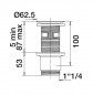 Universal washbasin drain with black grid, with or without overflow, 100 mm cuttable