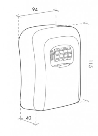 Boite à clé à combinaison, 4 chiffres, 40x94mm, acier, noir