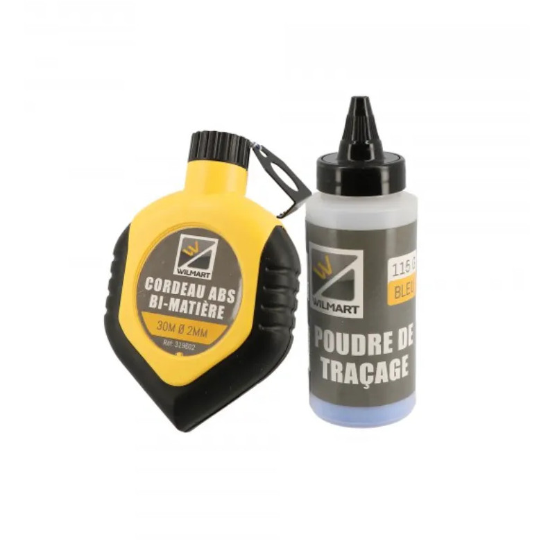 Chalk line, 30 meters with 115 g powder bottles